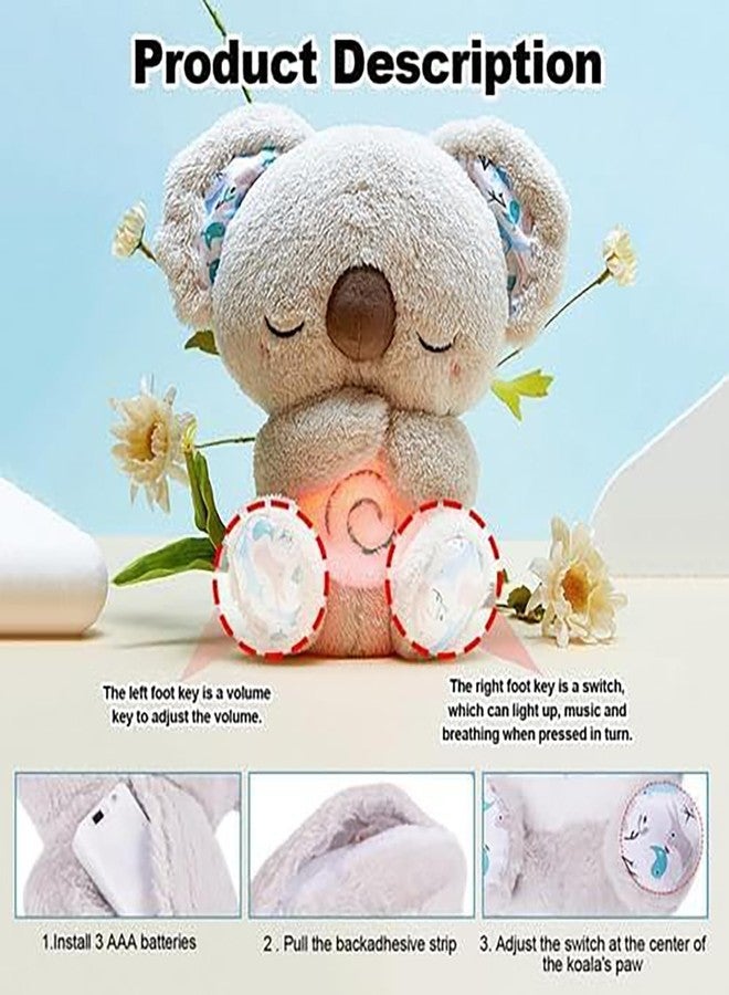 QFCST Relief Koala Breathing Stuffed Toy, Anxiety Relief Plush Breathing Animal, Sleeping Koala Plush Breathing with Musical Lights & Rhythmic Breathing Motion - Image 2